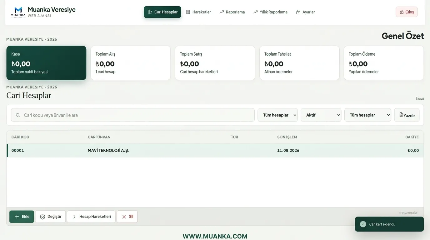 <strong>Muanka Veresiye</strong>: Cari hesap yönetimini sadeleştiren masaüstü yazılım